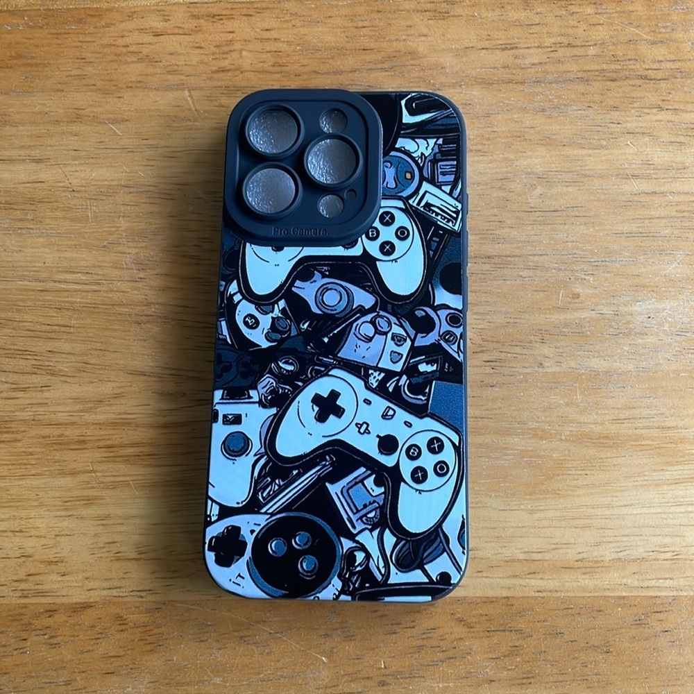Black & White iPhone 16 Pro Playstation Controller Themed Phone Case